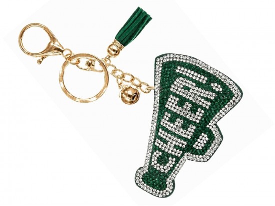 Green Crystal Cheer Megaphone Puffy Key Chain Green Crystal Cheer Megaphone Puffy Key Chain
