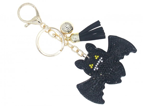 Black Crystal Bat Puffy Key Chain