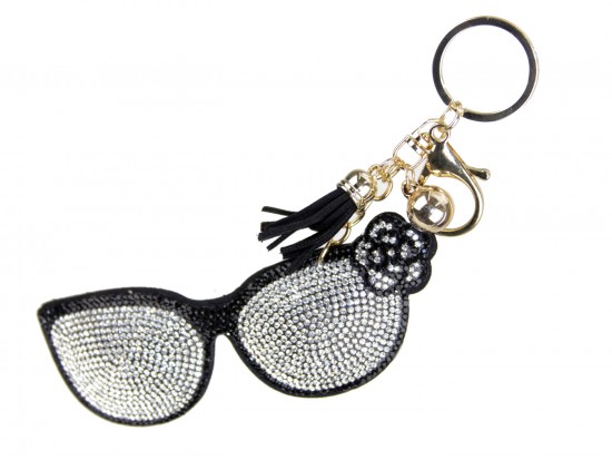 Clear Crystal Sunglasses Puffy Key Chain Clear Crystal Sunglasses Puffy Key Chain