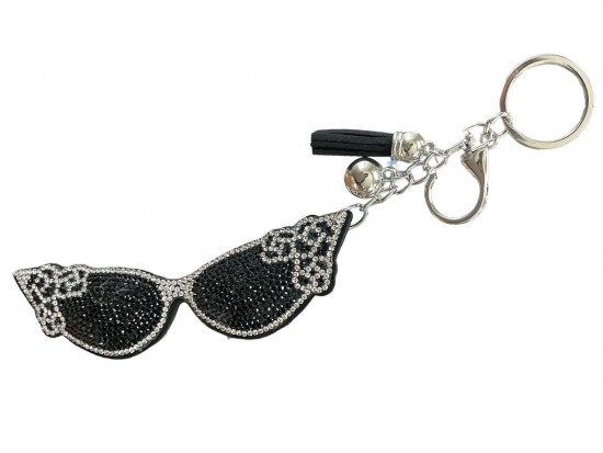 Clear Crystal Sunglasses Puffy Key Chain