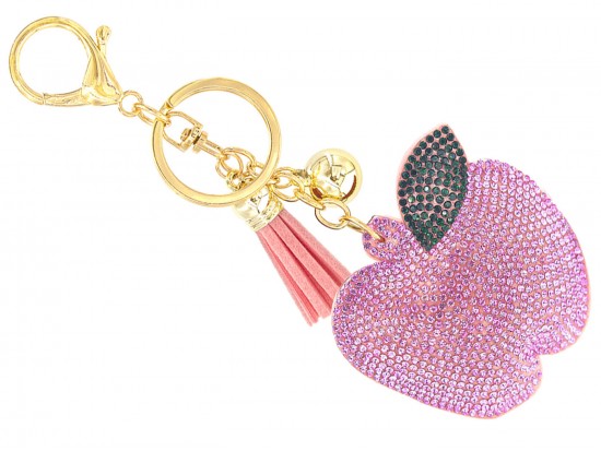 Pink Crystal Apple Puffy Key Chain