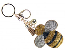 Yellow Crystal Bee Puffy Key Chain