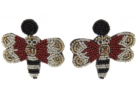 Hornet Seed Bead Dangle Post Earrings