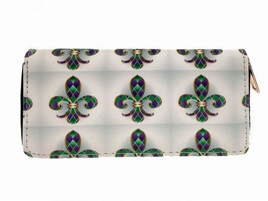 Mardi Gras Fleur De Lis Pattern Zipper Wallet Mardi Gras Fleur De Lis Pattern Zipper Wallet