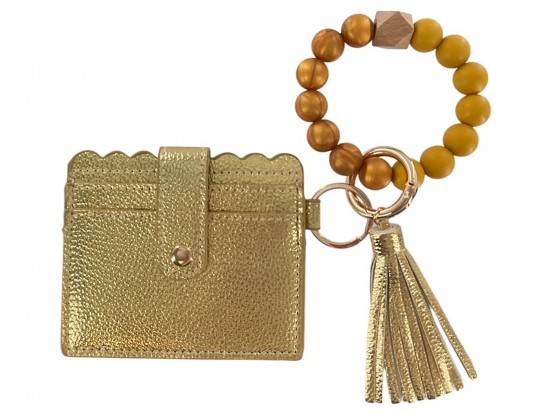 Gold ID Wallet Bracelet Keychain