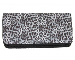 Black White Leopard Print Vinyl Zipper Wallet