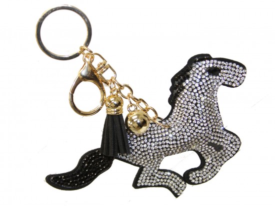 Clear Crystal Mustang Puffy Keychain