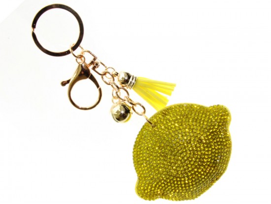 Yellow Lemon Crystal Fruit Puffy Key Chain