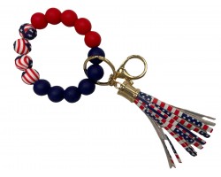 USA Flag Print Bracelet Keychain