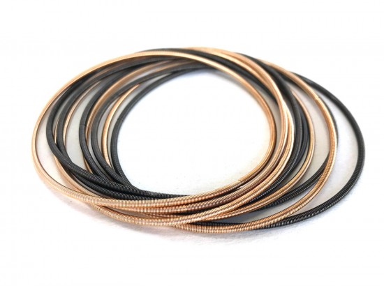 Mix Hematite Gold Guitar String Bracelet 10pc Set
