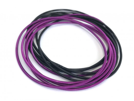 Purple Black Mix Guitar String Bracelet 10pc Set