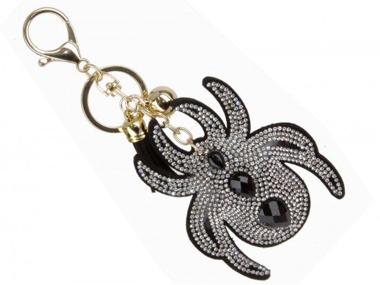 Black Crystal Spider Puffy Key Chain
