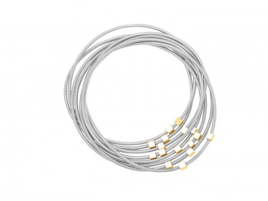 Silver Guitar String Cube Bead Bracelet 8pc Set