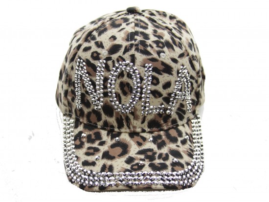NOLA Crystal Brown Leopard Ball Cap