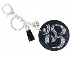 Black Crystal R Ohm Sign Yoga Puff Keychain