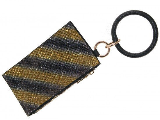 Black Gold Crystal Keychain Long Wallet Bangle
