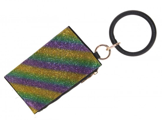 Mardi Gras Crystal Keychain Long Wallet Bangle