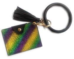 Mardi Gras Crystal Keychain Wallet Ring Bracelet