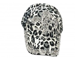 Snow Leopard Crystal Fleur De Lis Ball Cap