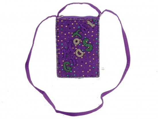 Mardi Gras Word Seed Bead Shoulder Bag