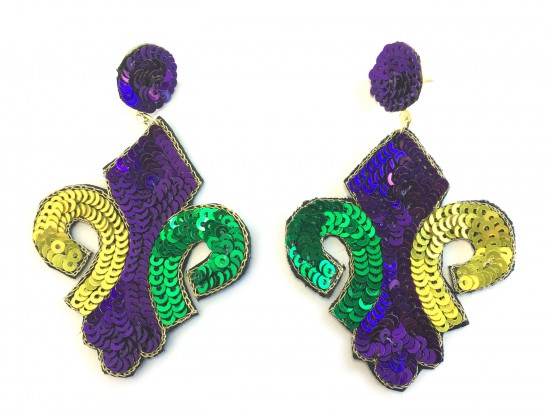 Mardi Gras Sequin Fleur De Lis Post Earrings Mardi Gras Sequin Fleur De Lis Post Earrings