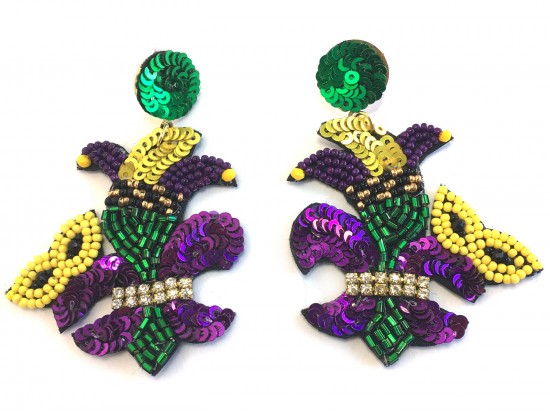 Mardi Gras Sequin Jester Post Earrings