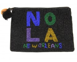Black Seed Bead NOLA Zipper Bag