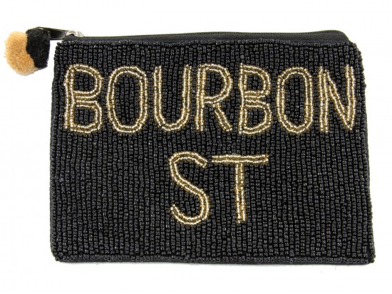 Black Gold Seed Bead Bourbon Street Zipper Bag Black Gold Seed Bead Bourbon Street Zipper Bag