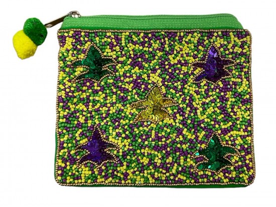 Mardi Gras Seed Bread Fleur De Lis Accessory Zip Bag