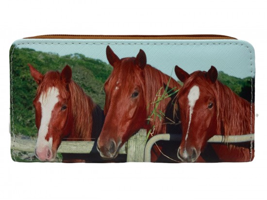 3 Horses Zipper Wallet