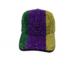 Mardi Gras Crystals Full Cover Baseball Cap Hat