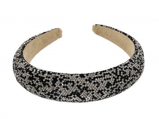 Black Clear Crystal Hard Headband