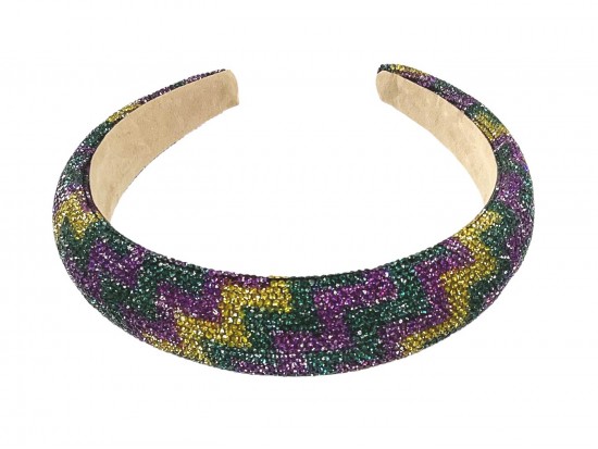 Mardi Gras Wavy Crystal Hard Headband Mardi Gras Wavy Crystal Hard Headband