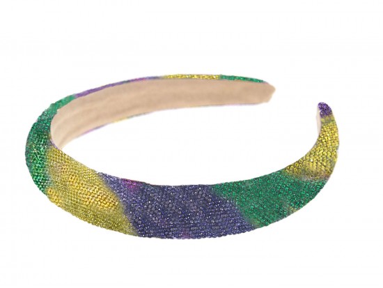 Mardi Gras Stripe Crystal Hard Headband