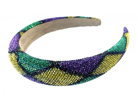 Mardi Gras Harlequin Pattern Crystal Hard Headband