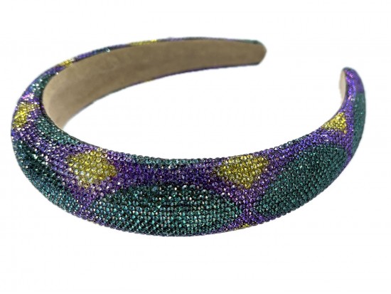 Mardi Gras Harlequin Pattern Crystal Hard Headband