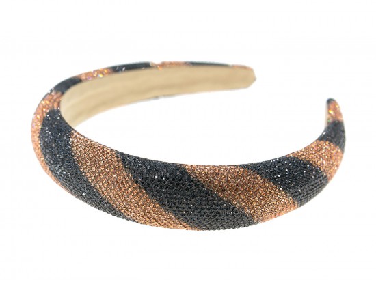 Orange Golden Black Stripe Crystal Headband