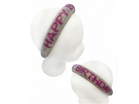 Pink Crystal HAPPY BIRTHDAY Cushion Headband Pink Crystal HAPPY BIRTHDAY Cushion Headband