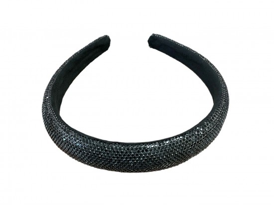 Black Crystal 1” Wide Cushion Headband