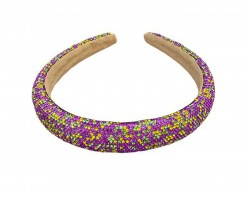 Mardi Gras Scattered Crystal 1” Wide Cushion Headband