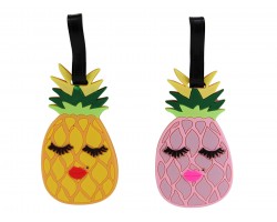 Assorted Pineapple Face Silicone Luggage Tag