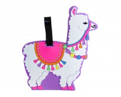 Fuchsia Llama Silicone Luggage Tag