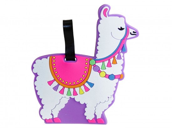 Fuchsia Llama Silicone Luggage Tag
