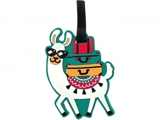 White Travel Llama Silicone Luggage Tag