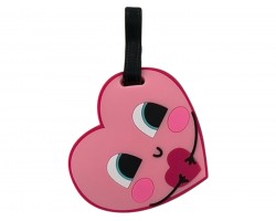 Pink Heart Face Silicone Luggage Tag