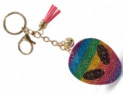 Rainbow Crystal Alien Head Puffy Key Chain
