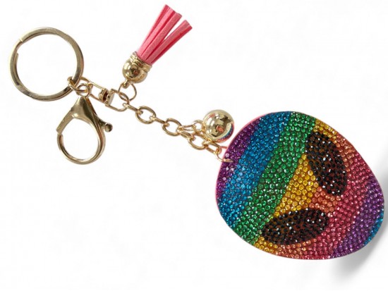 Rainbow Crystal Alien Head Puffy Key Chain Rainbow Crystal Alien Head Puffy Key Chain