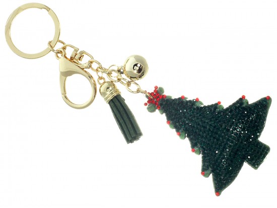 Green Crystal Christmas Tree Puffy Key Chain