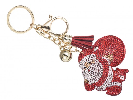 Red Crystal Santa Clause Puffy Key Chain Red Crystal Santa Clause Puffy Key Chain