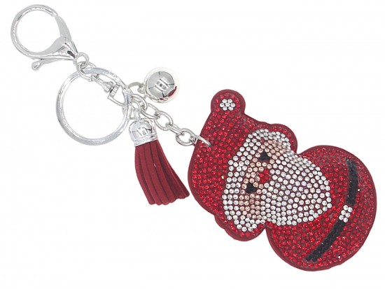 Red Crystal Santa Clause Puffy Key Chain